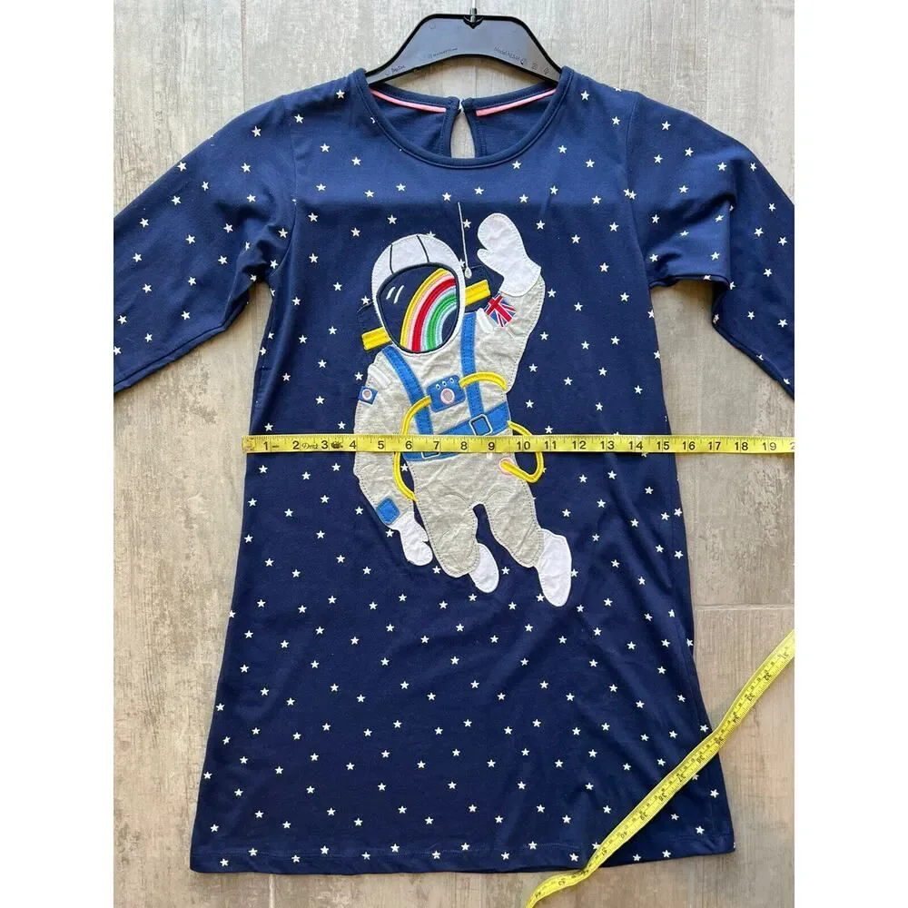 Los Angeles Boutique Long Sleeve Dress Tunic Girls Astronaut Space Rainbow NEW 7